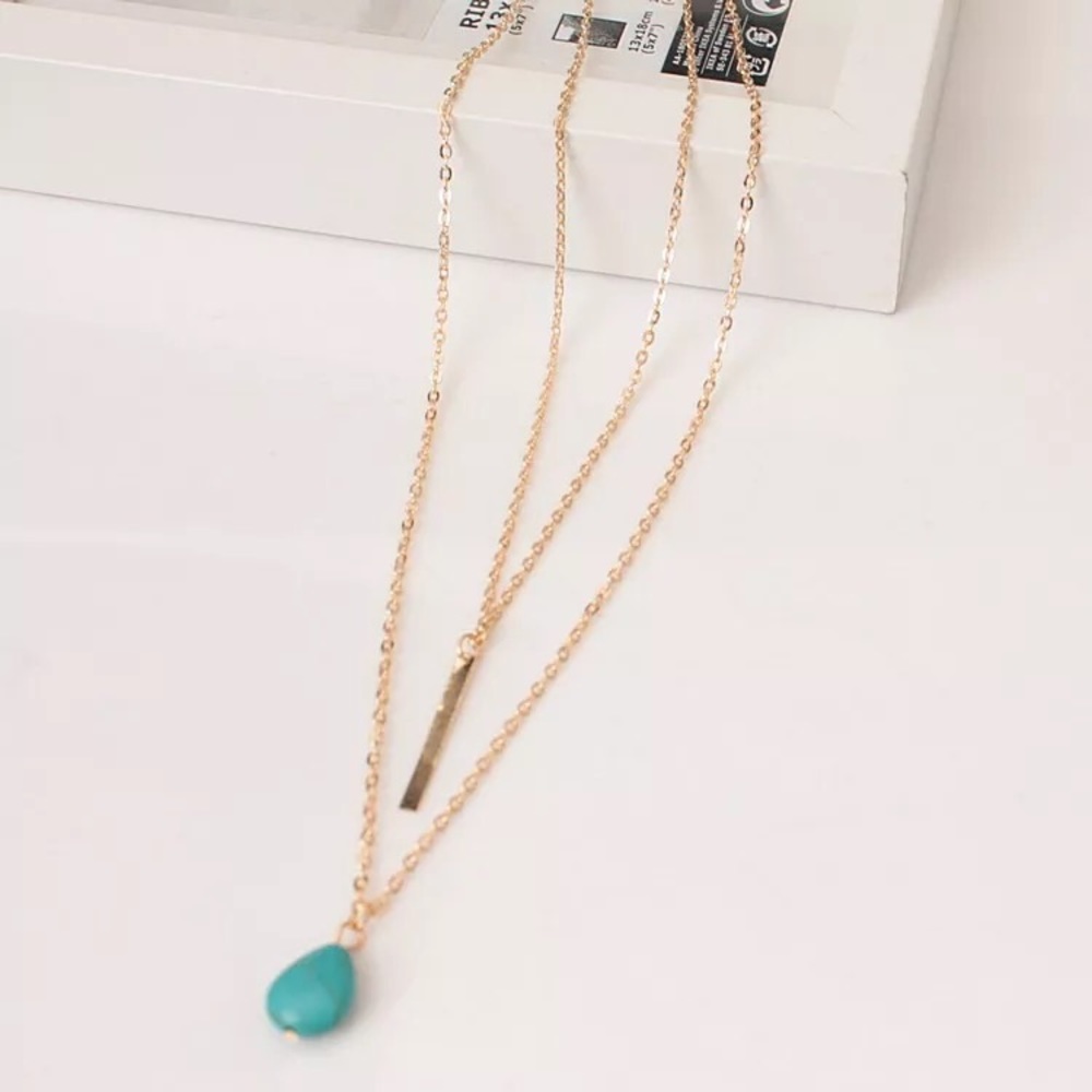 🆕 Turquoise Bar Layer Necklace - Picture 2 of 2
